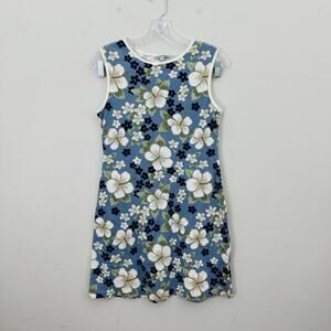 Rampage Blue And White Hawaiian Floral Sleeveless Dress Women’s Size M